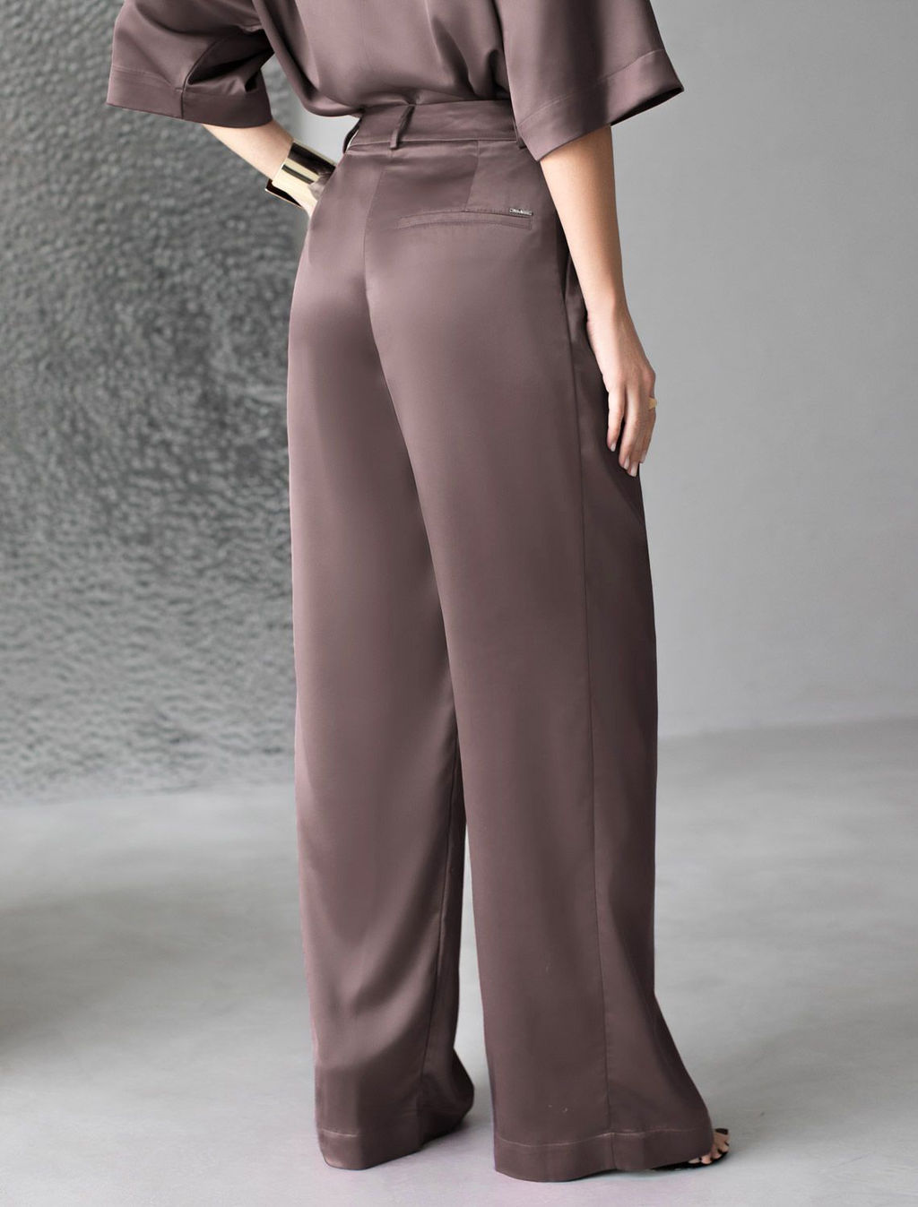 Брюки палаццо широкие из струящегося сатина - Vilatte фото 3