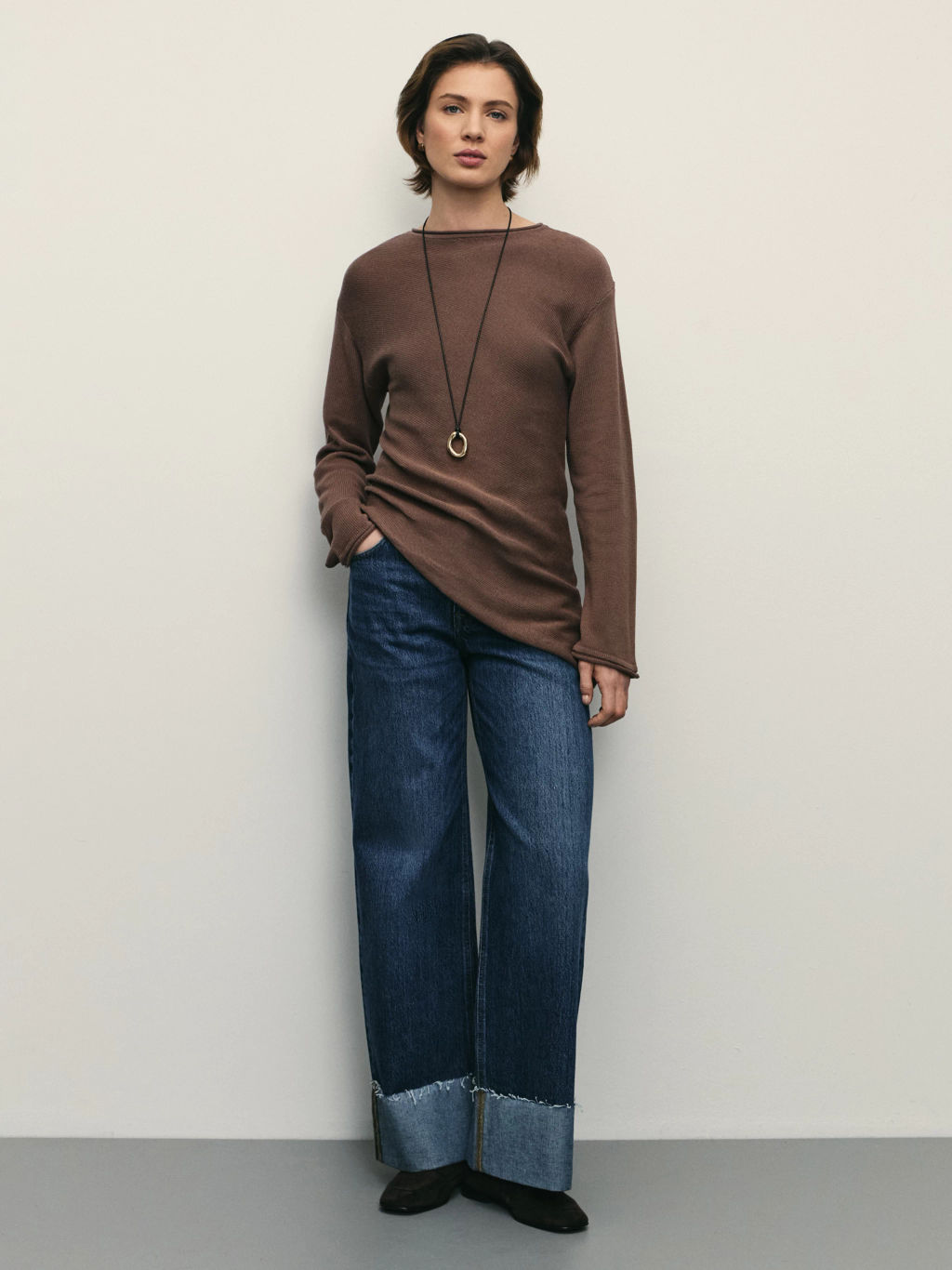 Джемпер из хлопка с асимметричным краем / Zarina  фото 2