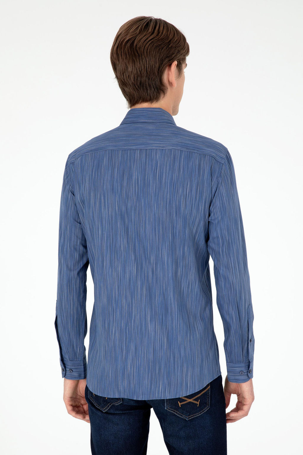 Мужская синяя рубашка с длинным рукавом - U.s. polo assn фото 5