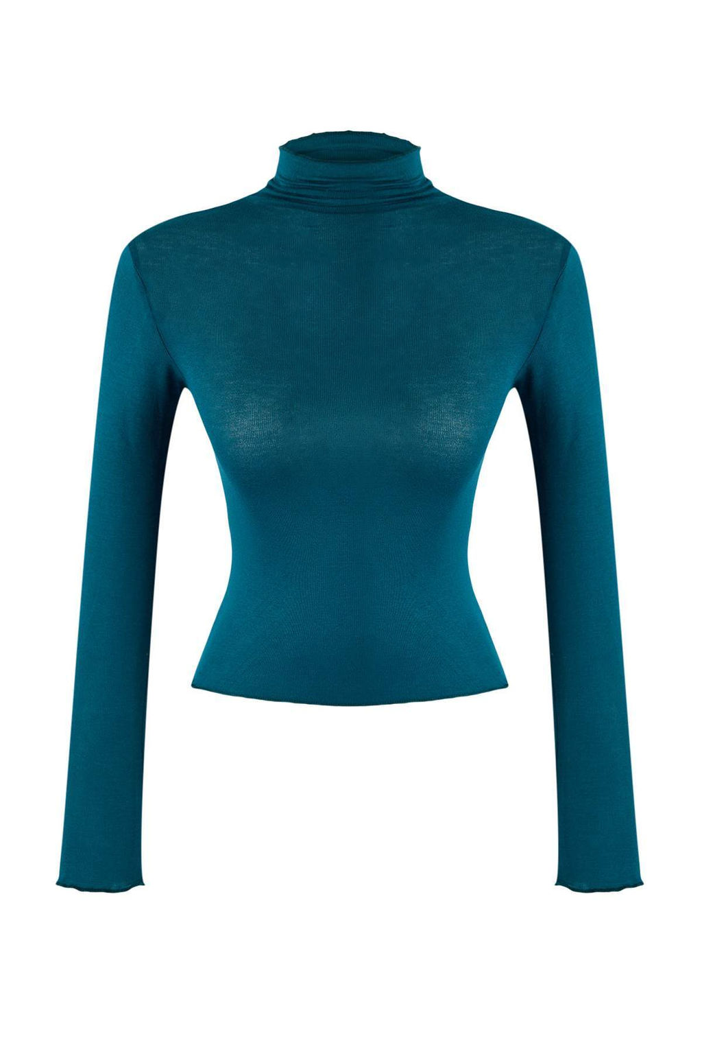 Zumrut Yesili Transparan Dik Yaka Esnek Normal Boy Orme Bluz TWOAW26BZ00266