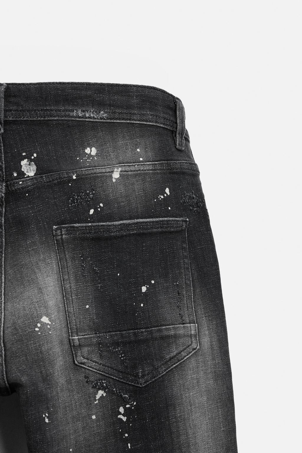 RIPPED SKINNY JEANS WITH PAINT SPLATTER - Zara фото 17
