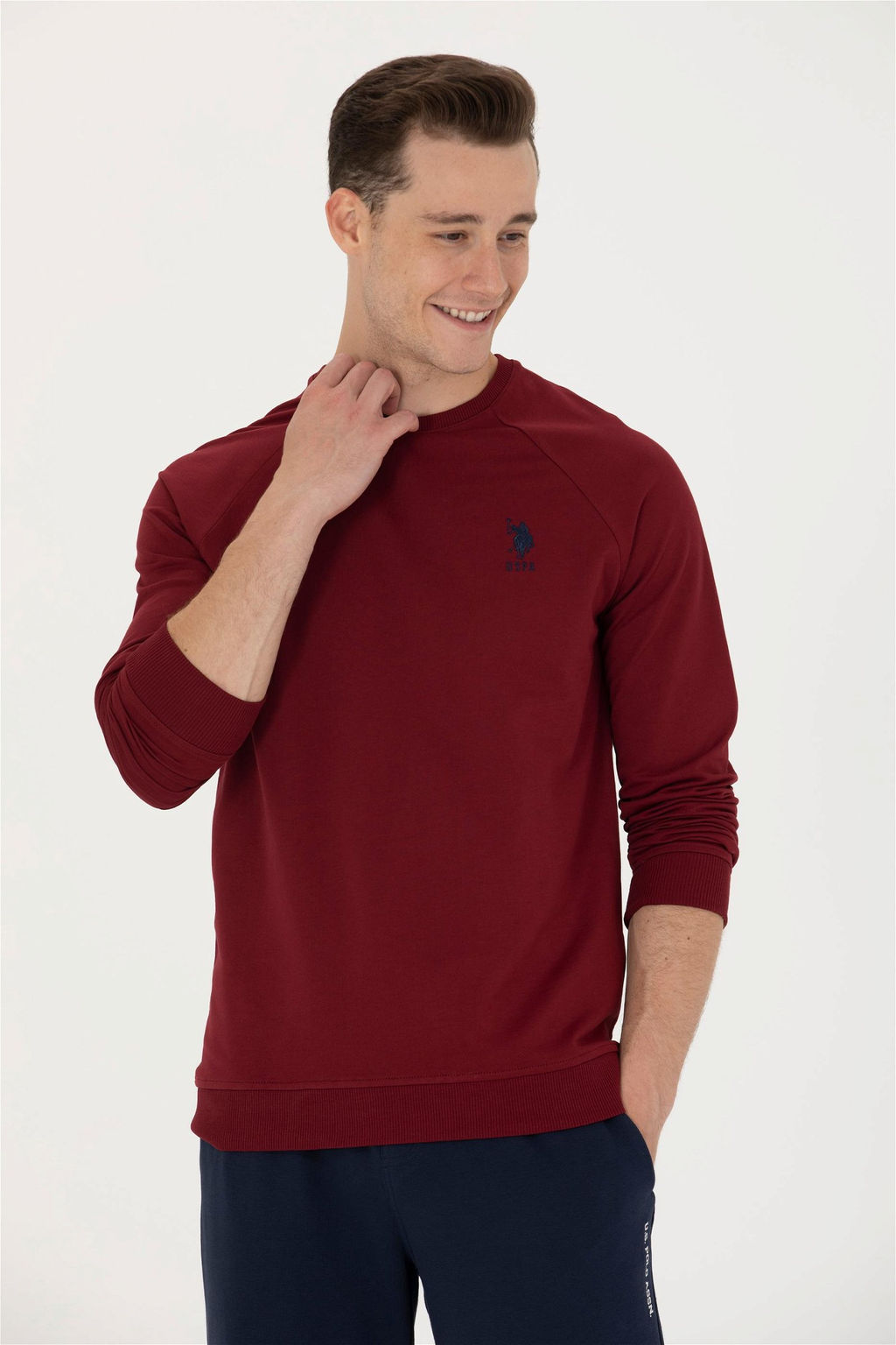 U. S. Polo Assn / Мужской бордово-красный базовый свитшот - U.s. polo assn фото 8
