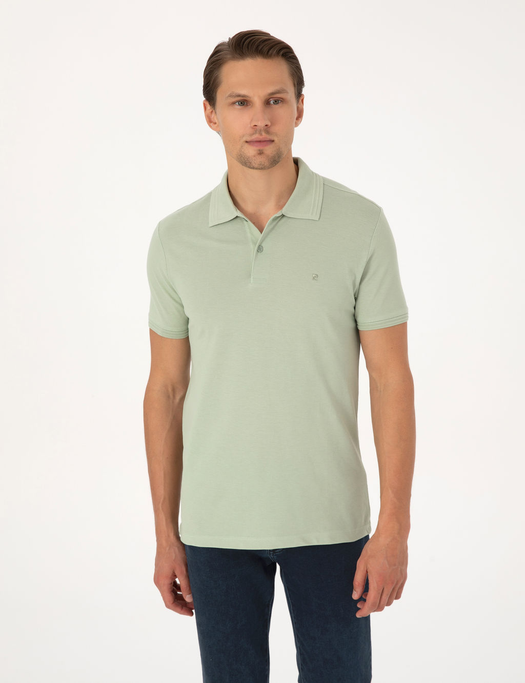 _a_la Slim Fit %100 Pamuk K_vr_lmaz D__meli Polo Yaka Basic Ti__rt