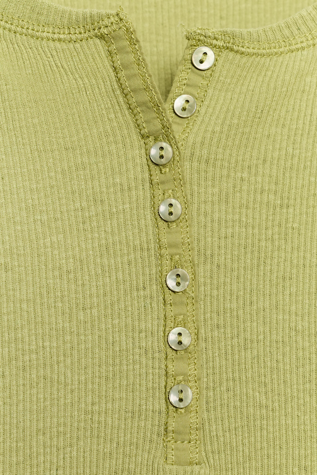 CAMISETA BOTONES CON LINO / Pistacho - Zara фото 6