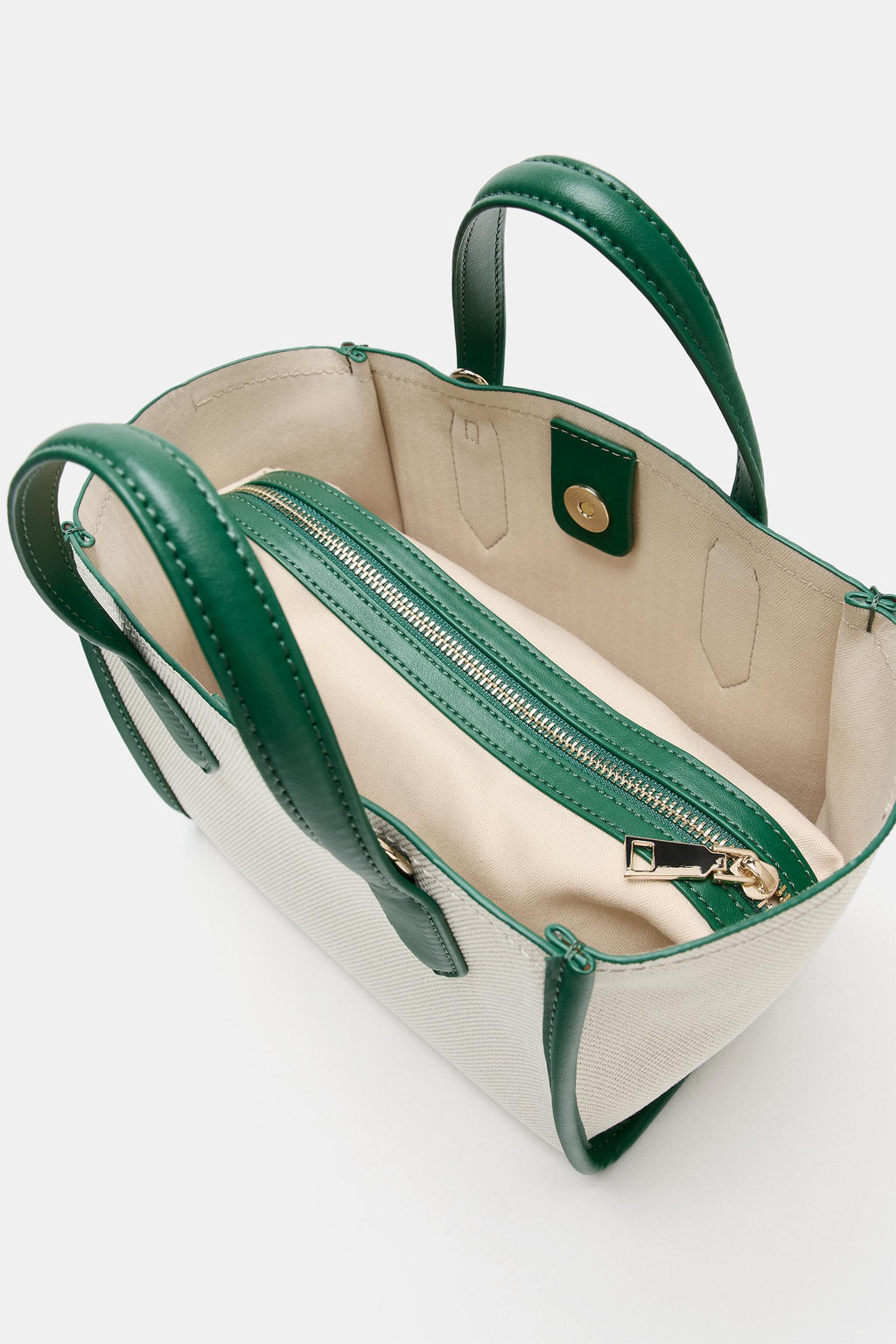 BOLSO MINI SHOPPER CANVAS / Verde - Zara фото 6