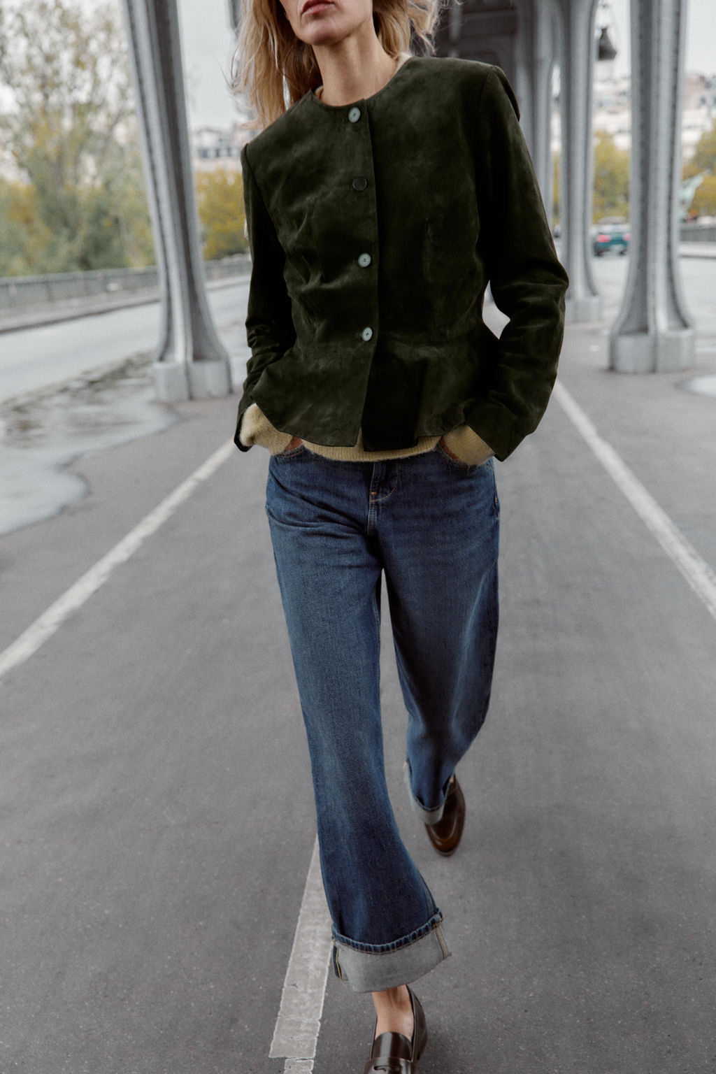 Z1975 WIDE-LEG CROPPED HIGH-WAIST JEANS - Zara фото 6