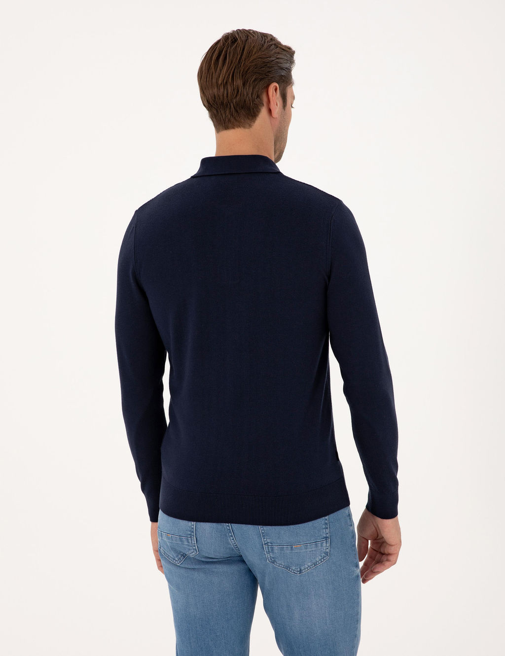 Lacivert Regular Fit Polo Yaka Fermuarl_ Triko Kazak - Pierre cardin фото 5