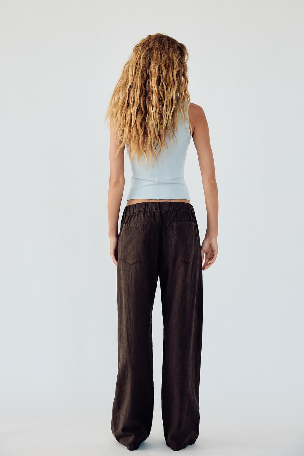 FLOWING DENIM-EFFECT TROUSERS - Zara фото 3
