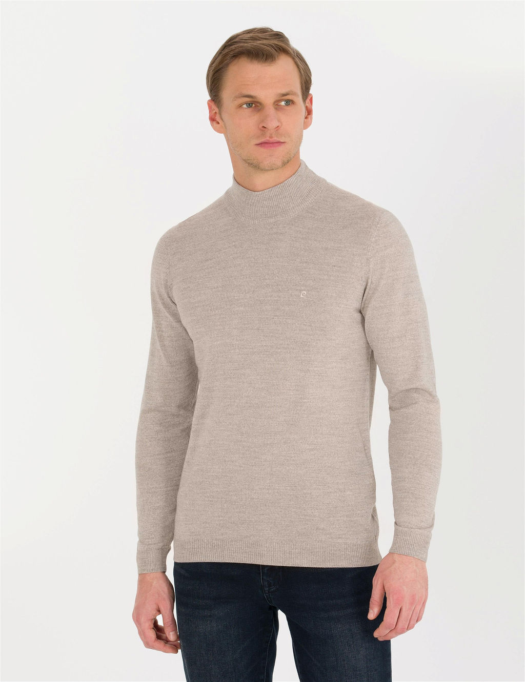 Ta_ Slim Fit Yar_m Bal_k__ Yaka Y_n Kar___ml_ Basic Triko Kazak - Pierre cardin фото 4