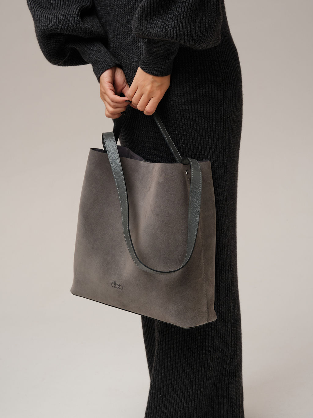 Замшевая сумка шоппер Olga DBR 30948 серый замок  фото 5