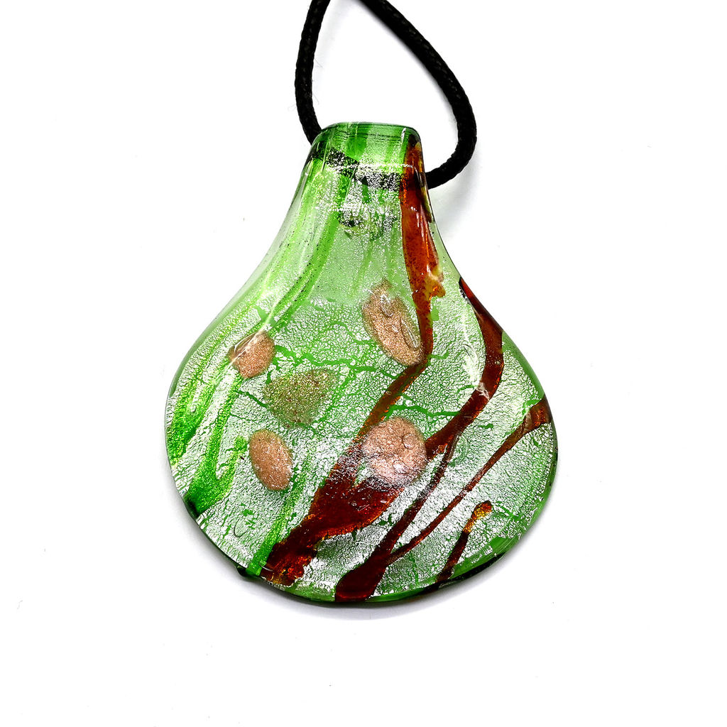 Подвеска кулон из муранского стекла Капля 40*55мм цв.зеленый