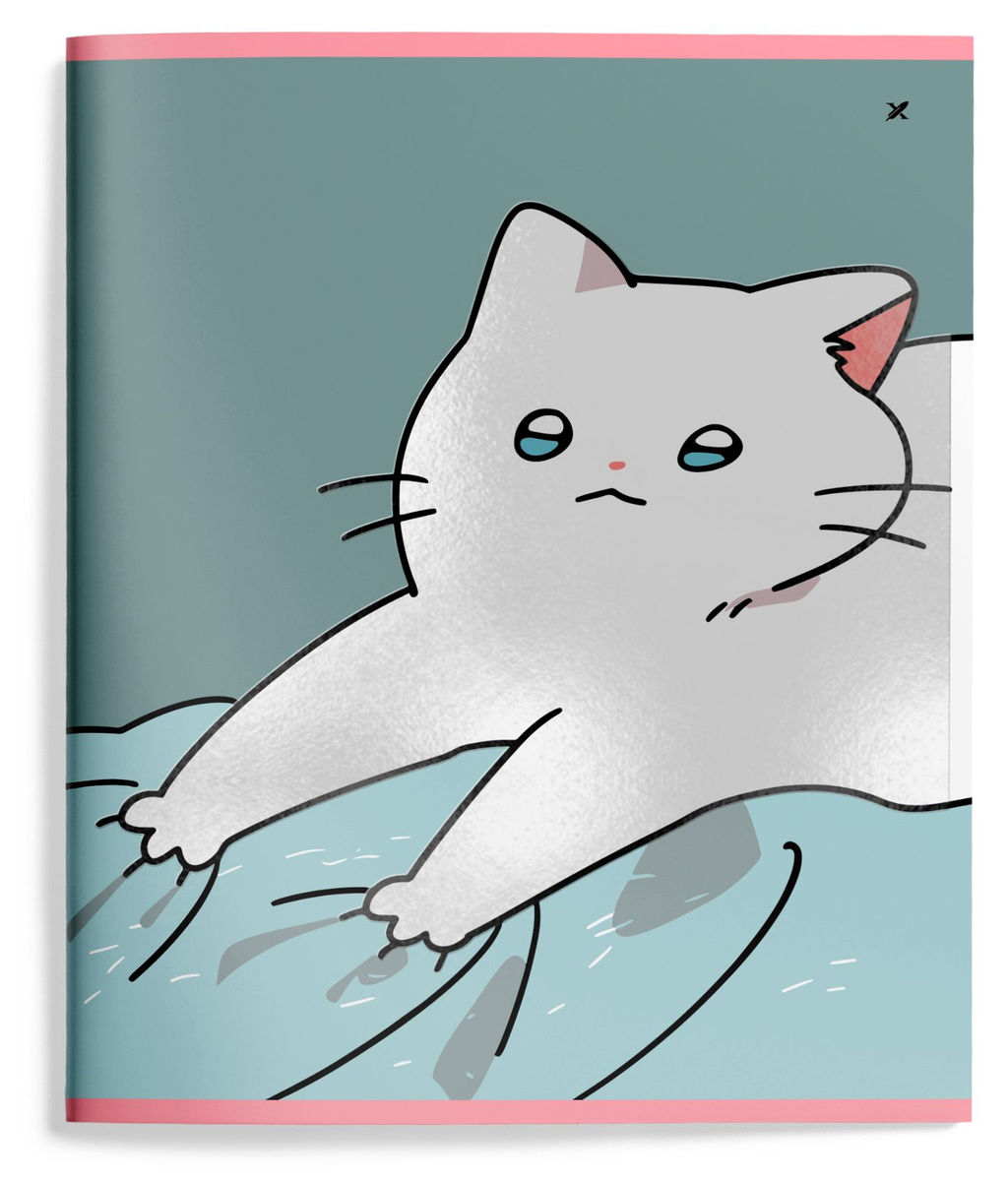 Тетрадь 48 л. А5 линия, на скрепке, офсет LOREX SNAPPY CAT мелованный картон, запечатка форзаца, soft touch, выборочный УФ-лак - Buro фото 3