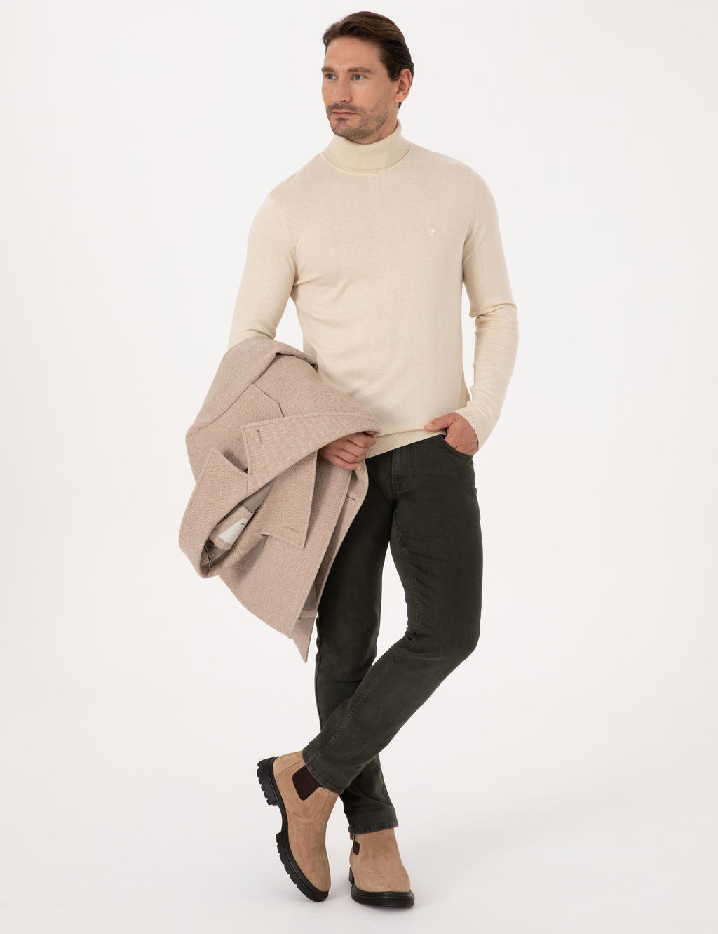 Bej Slim Fit Basic Kazak - Cacharel фото 4