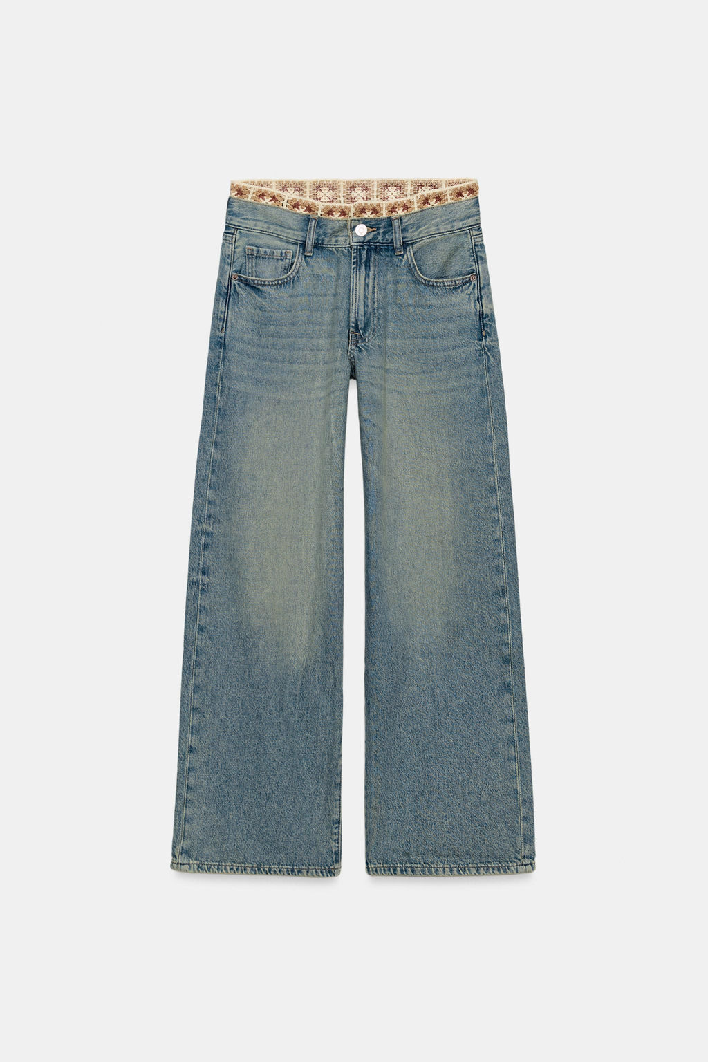 JEANS Z1975 LOOSE FIT TIRO MEDIO COMBINADO CROCHET / Azul medio - Zara фото 7