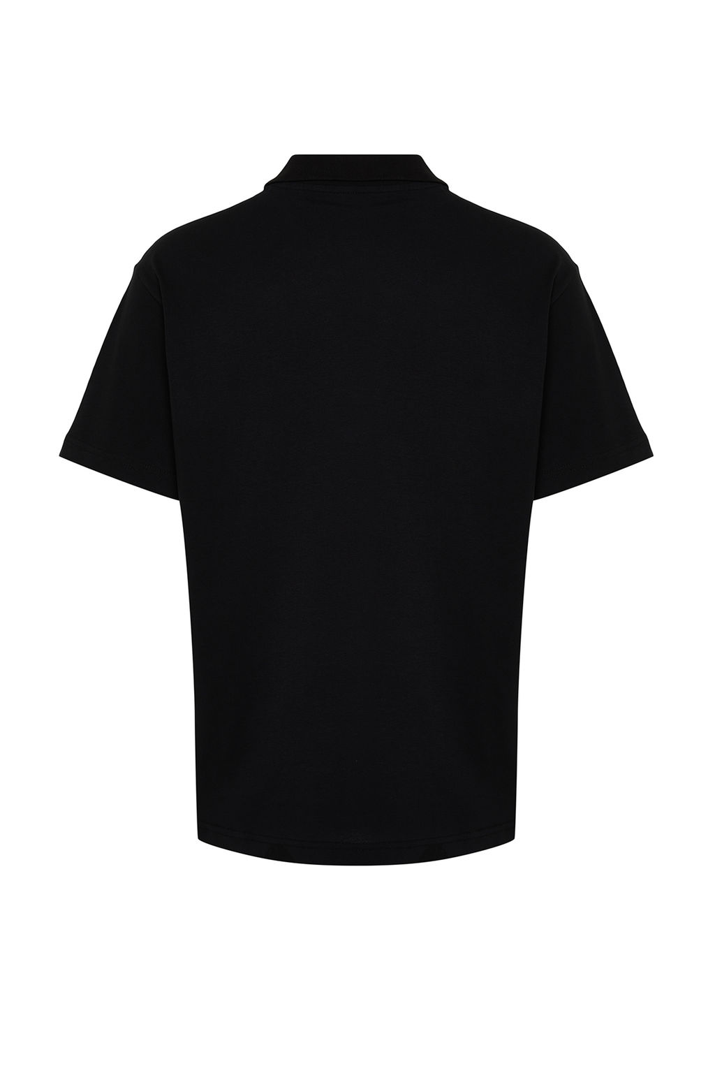 Siyah Oversize/Genis Kesim Harf Nak?sl? Polo Yaka T-shirt TMNSS24PO00025