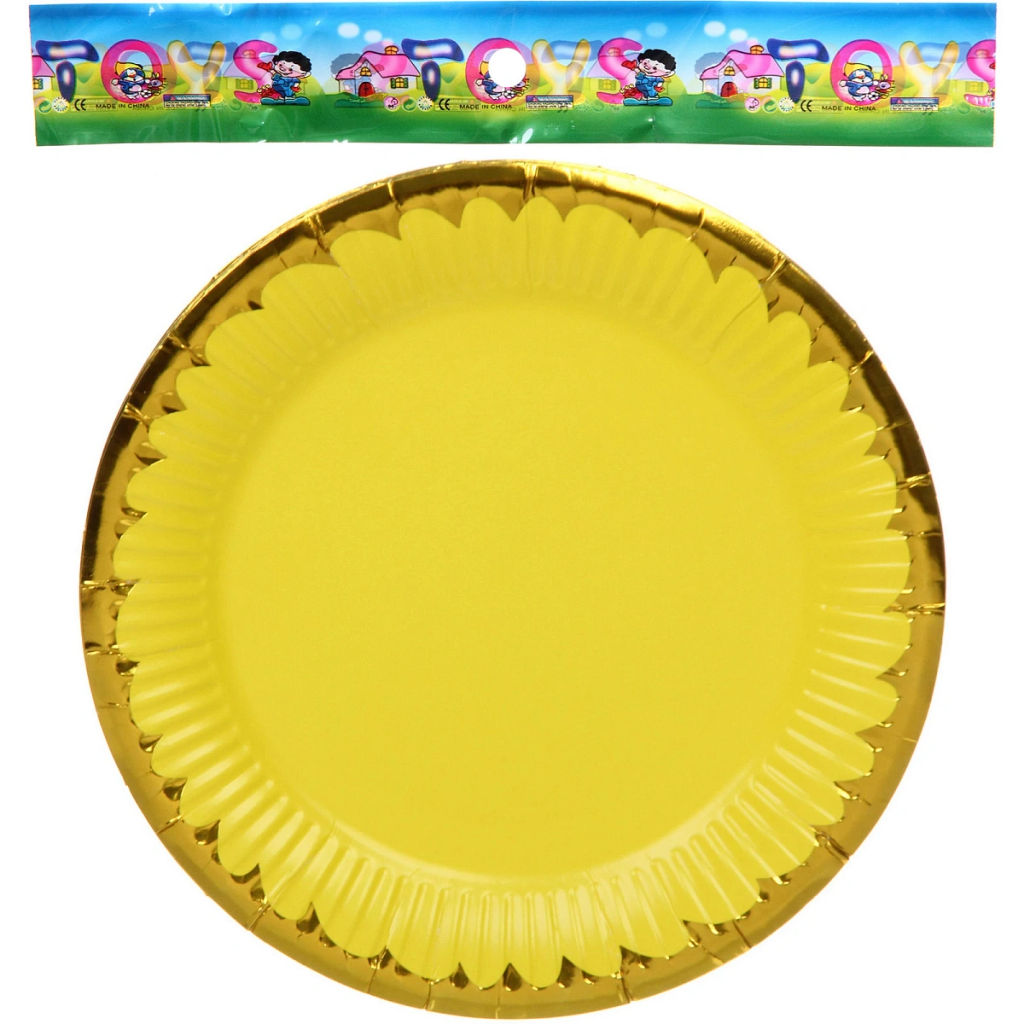 Тарелка бумажная 18 см в наборе 10 шт "Праздничный день", желтый