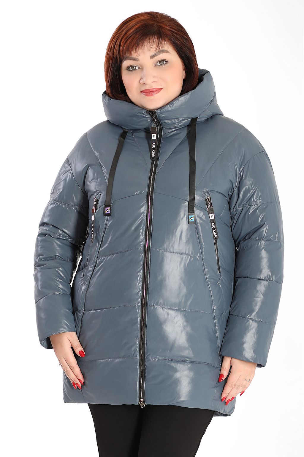 Дутик женский зимний синий больших размеров