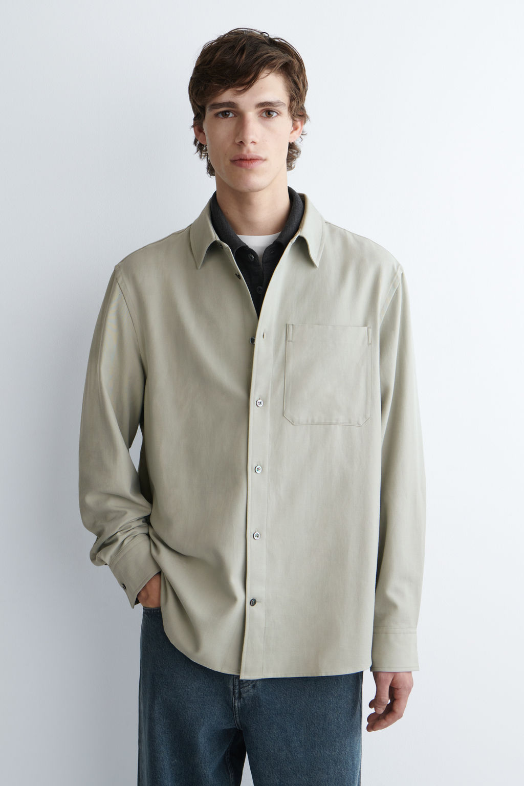 CAMISA MEZCLA DE ALGOD?N CEPILLADO RELAXED FIT - H&m фото 3