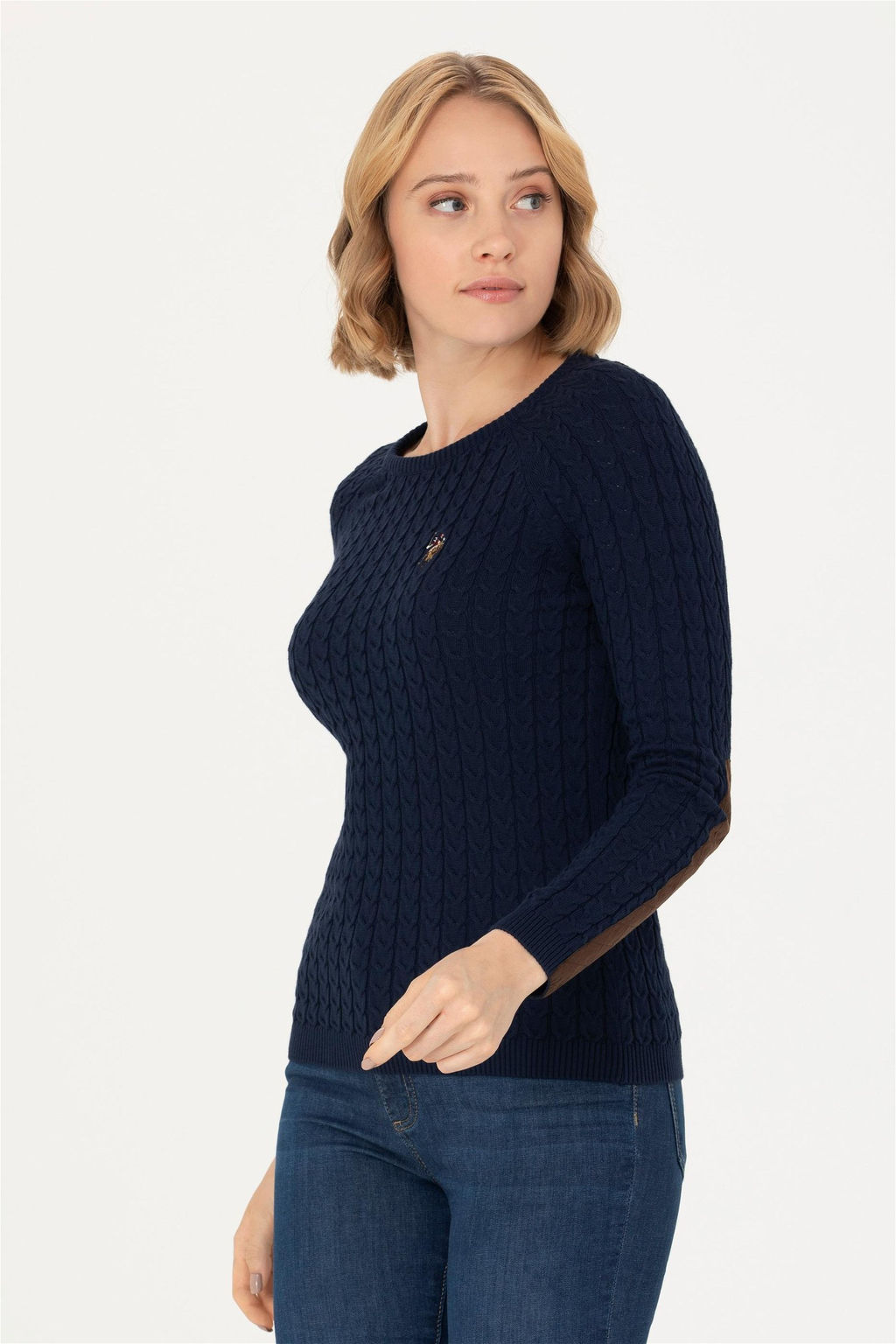 Женский базовый свитер темно-синего цвета с круглым вырезом Неожиданная скидка в корзине - U.s. polo assn фото 3