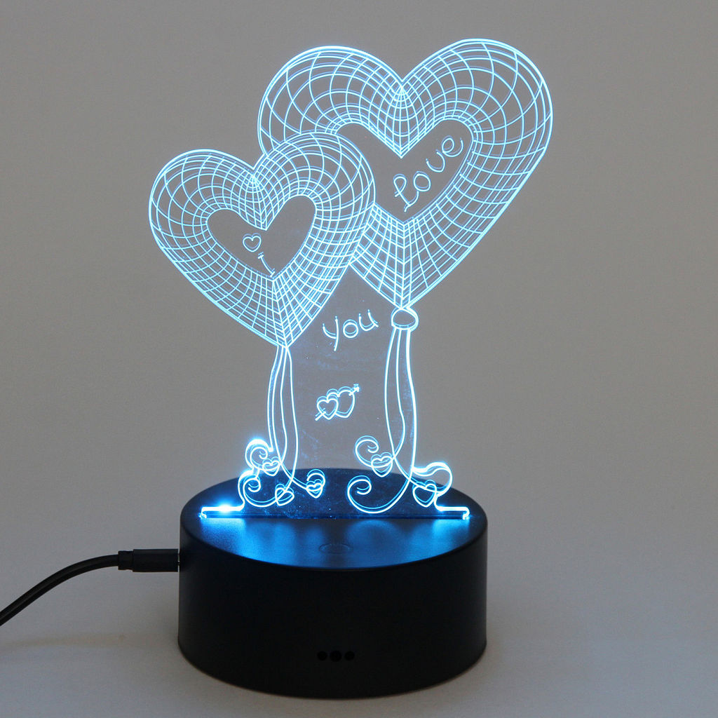 Цена за 2 шт. Светильник ночник "3D-Нежность" на пластиковой подставке, с включателем USB