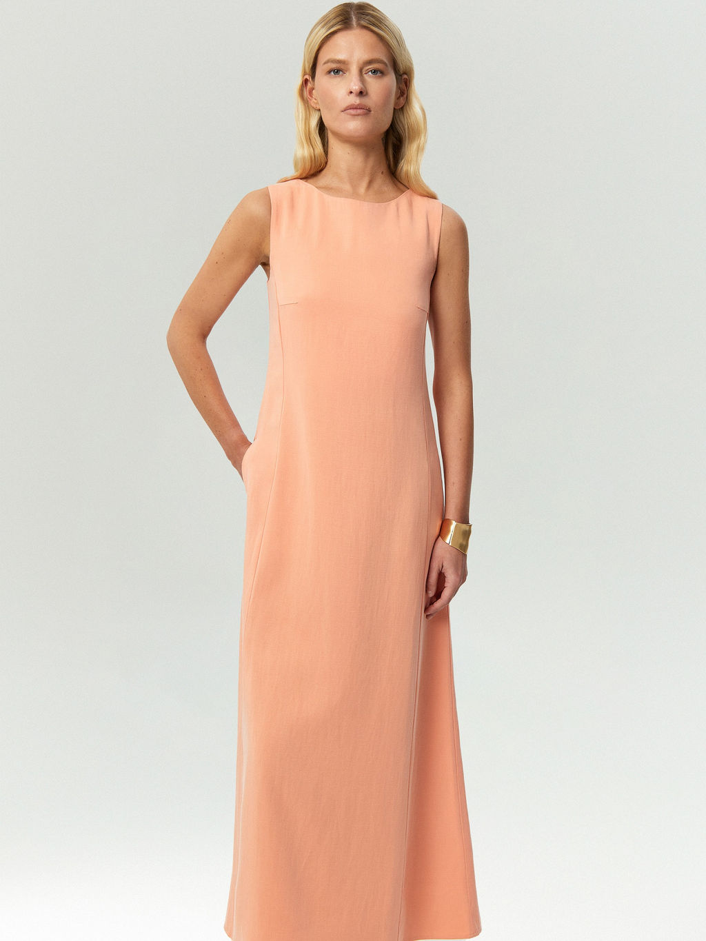 EMKA / Платье макси со шнуровкой на спине с добавлением льна  фото 3