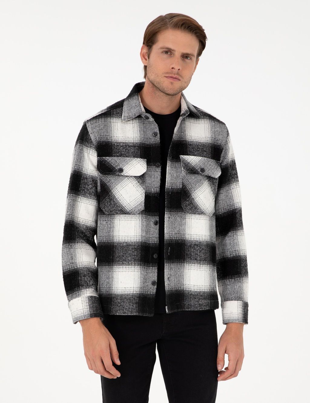 Siyah Comfort Fit Uzun Kollu Oduncu G_mlek