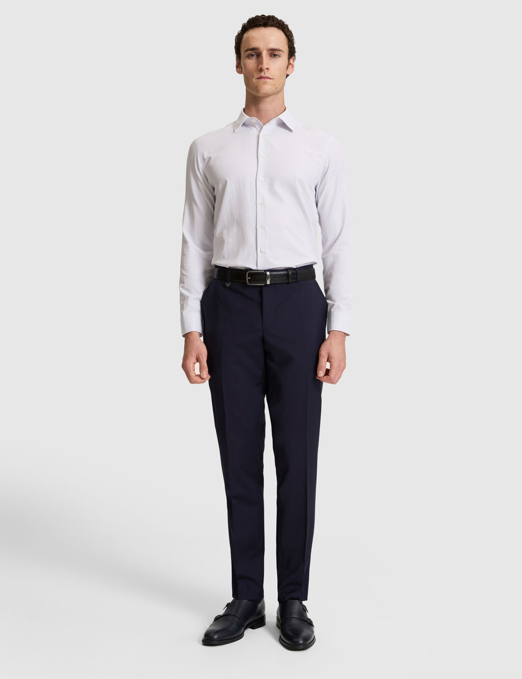 Gri Kareli Slim Fit Uzun Kollu G_mlek