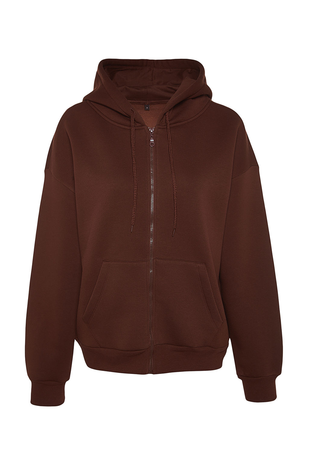 Kahverengi Oversize/Rahat Kesim Basic Kapusonlu Kal?n Ici Polarl? Orme Sweatshirt TWOAW24SW00188