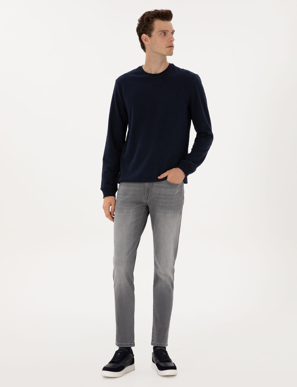 Gri Slim Fit Jean Pantolon