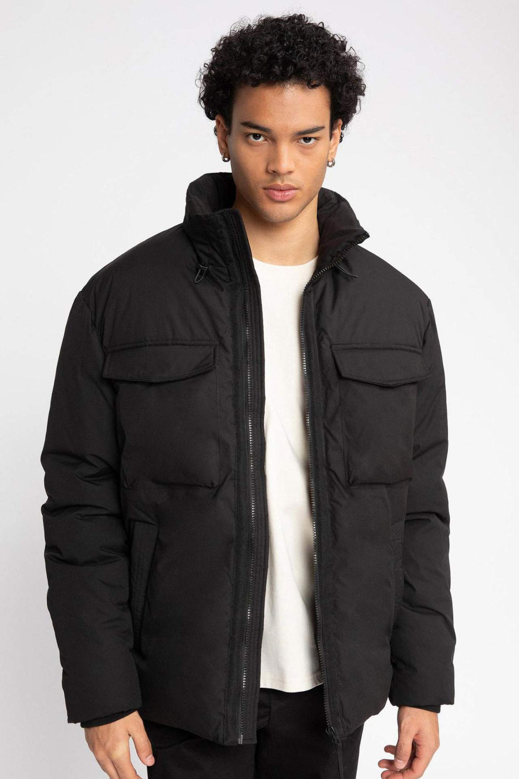 Slim Fit Dar Kesim Sisme Mont Dik Yaka Fermuarl? Cepli - Defacto фото 3