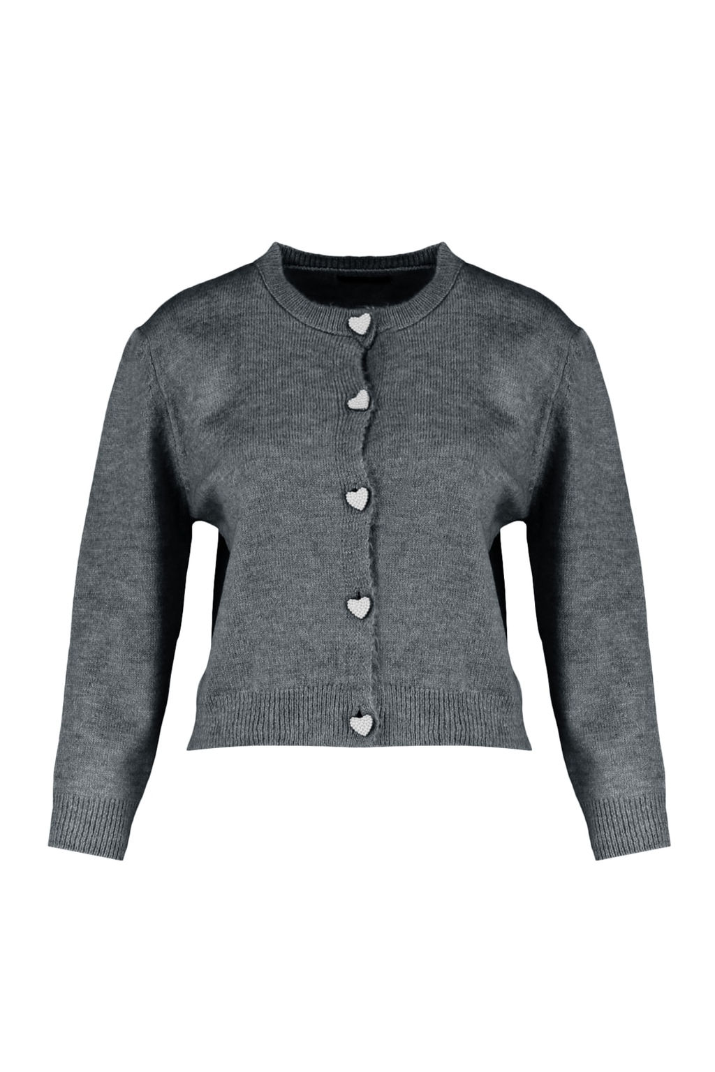 Antrasit Yumusak Dokulu Mucevher Dugmeli Ceket Gorunumlu Triko H?rka TWOAW22HI0044