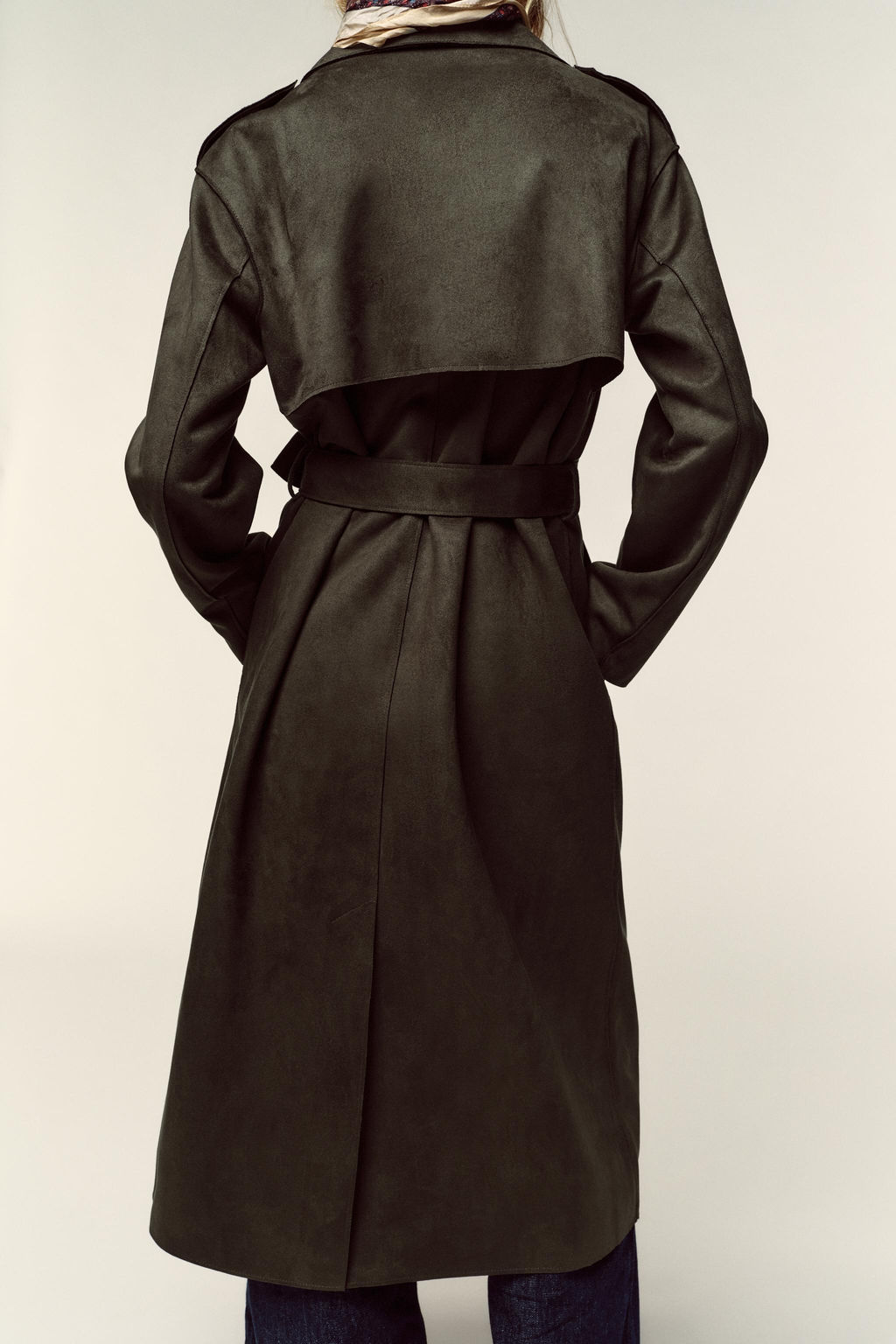 LONG FAUX SUEDE TRENCH COAT - Zara фото 8