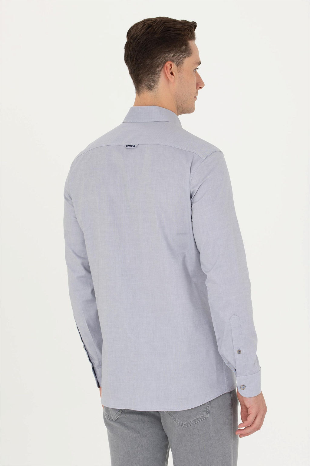 U. S. Polo Assn Мужская серая базовая рубашка с длинным рукавом - U.s. polo assn фото 5