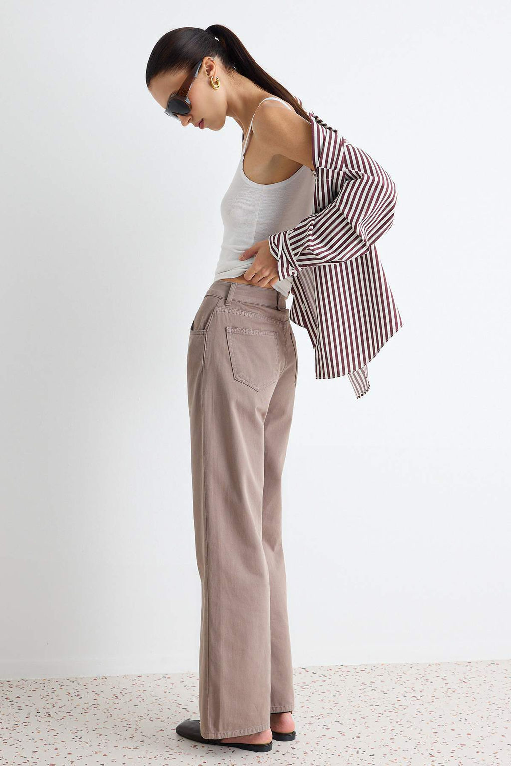 Vizon %100 Pamuk Y_ksek Bel Wide Leg Jeans TWOAW27JE00108 - Trendyolmilla фото 2