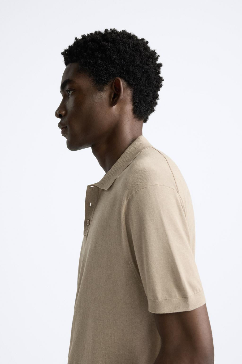 COTTON AND SILK KNIT POLO SHIRT - Zara фото 34