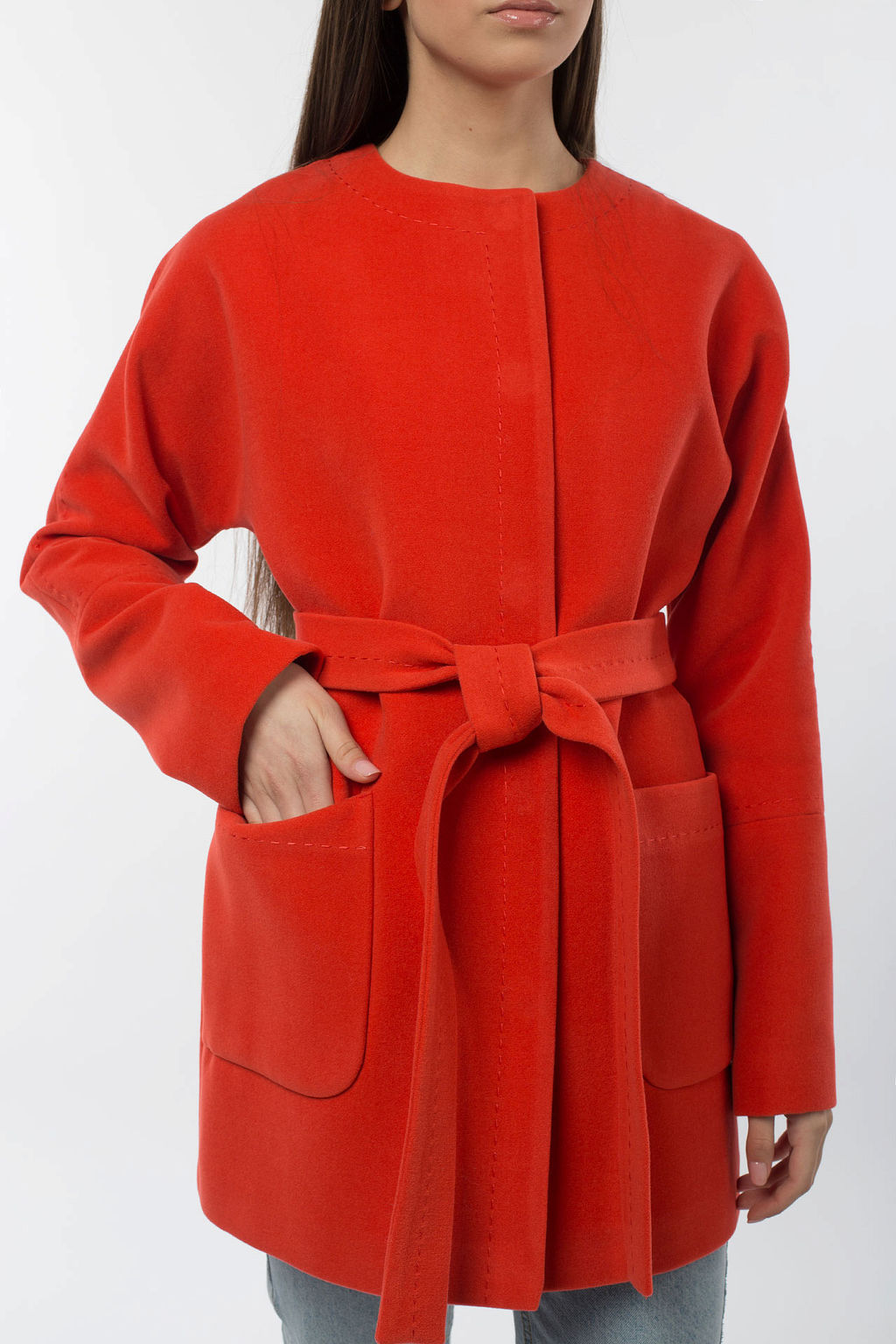 01-07739 Пальто женское демисезонное (пояс) - El podio фото 5