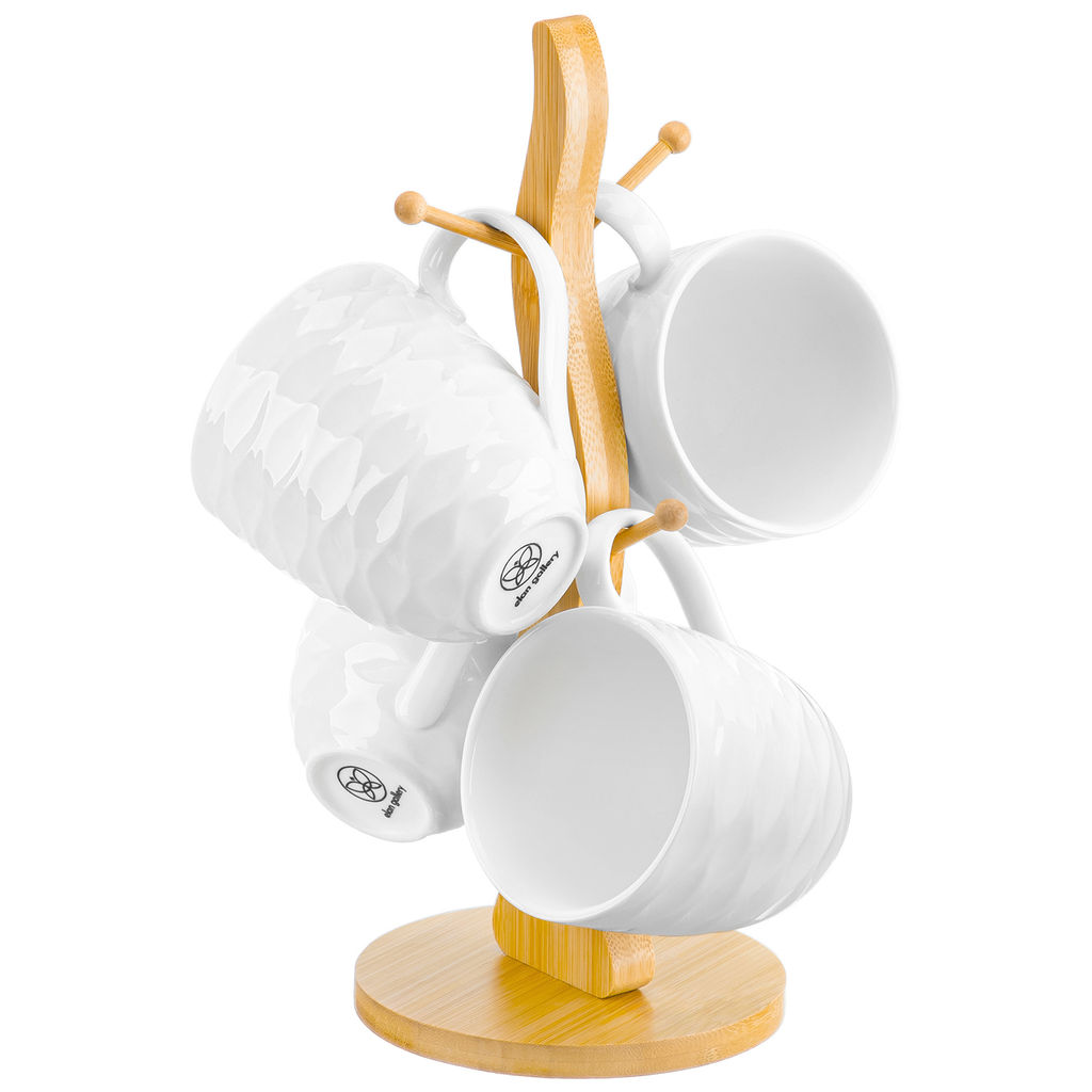 Набор кружек 4 пр. 320 мл 12*8,5*9,5 см "Айсберг волны" на дерев. подставке