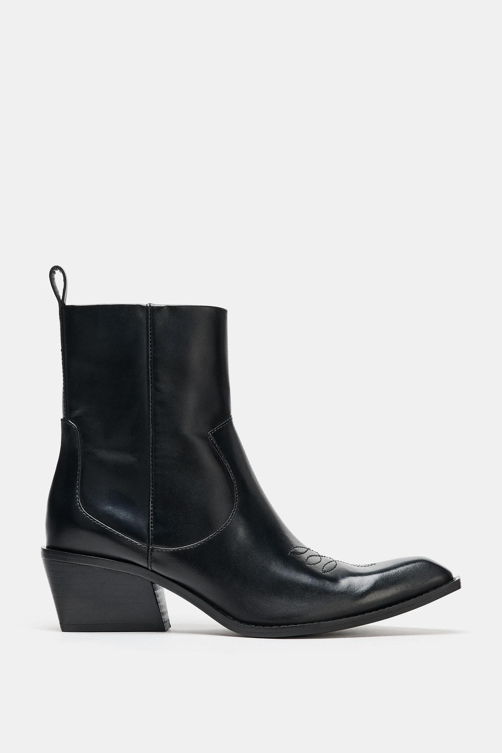 LEATHER COWBOY ANKLE BOOTS WITH TOPSTITCHING - Zara фото 4