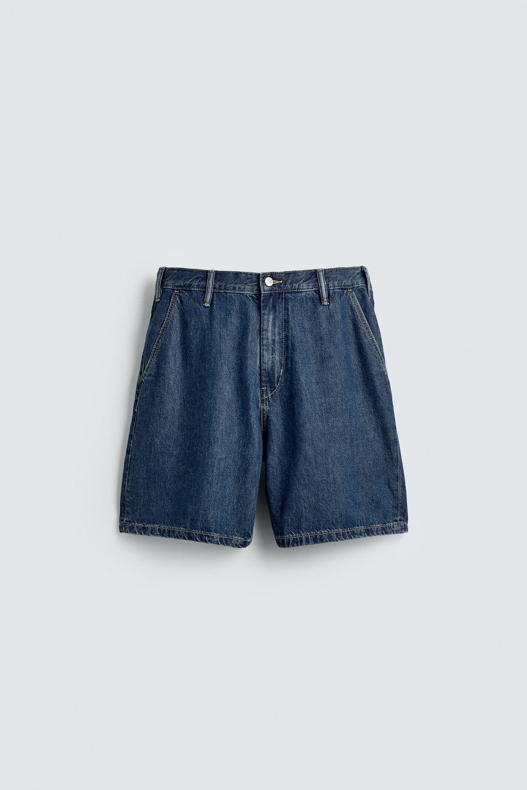 LIGHTWEIGHT DENIM STRAIGHT-LEG BERMUDA SHORTS - Zara фото 6