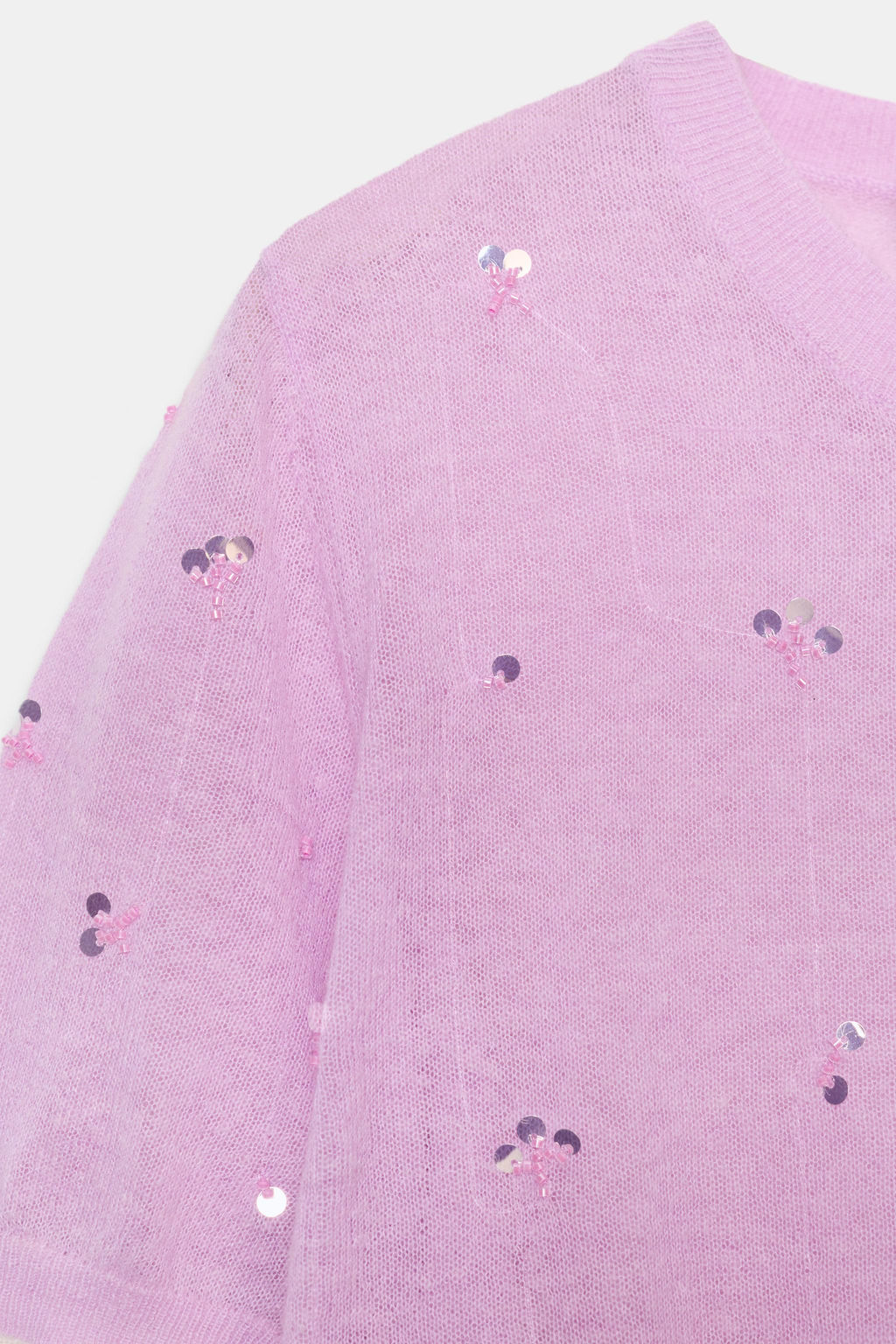 CHAQUETA PUNTO MANGA CORTA LENTEJUELAS / Rosa / Lila - Zara фото 9