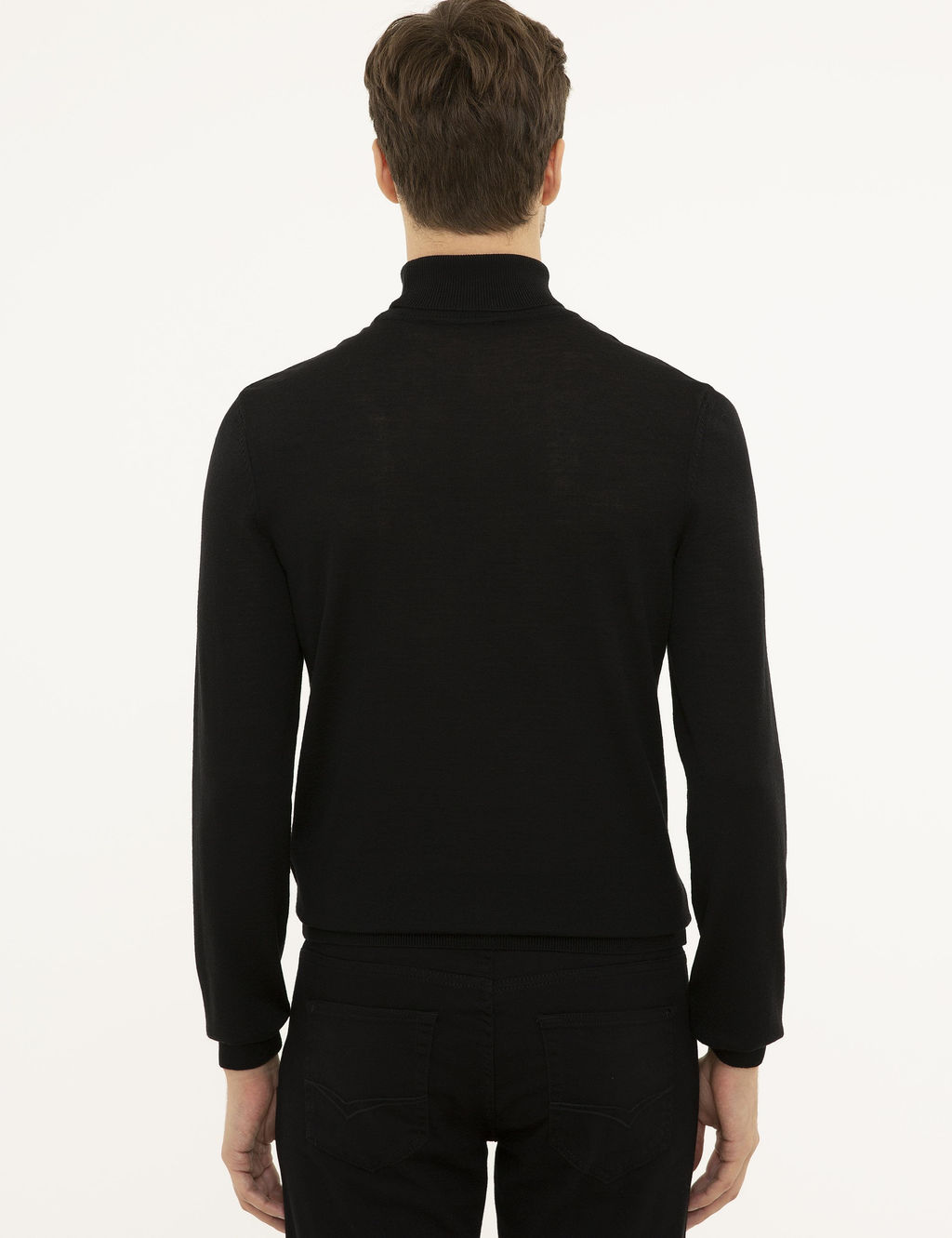 Черный базовый вязаный свитер с водолазкой узкого кроя - Cacharel фото 3