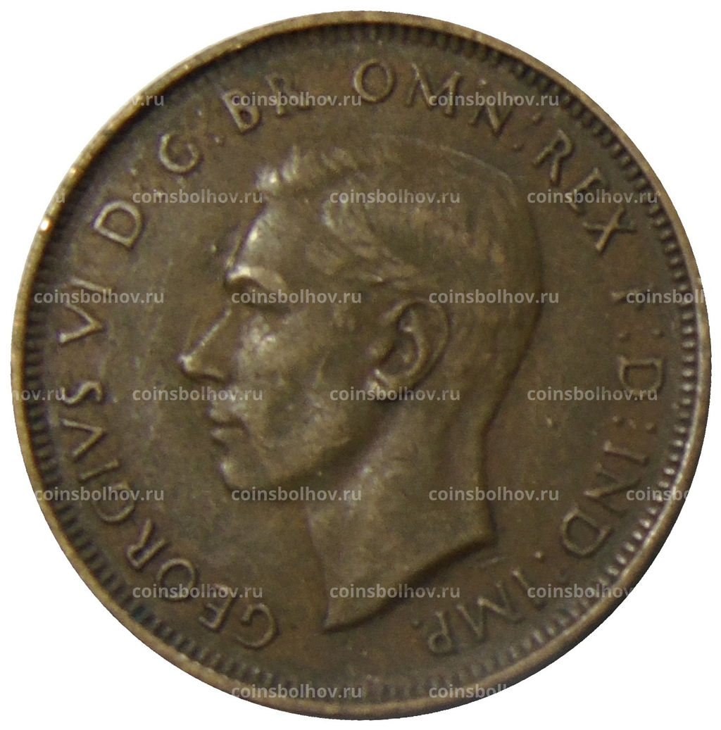 Монета 1/2 пенни 1938 года Австралия
