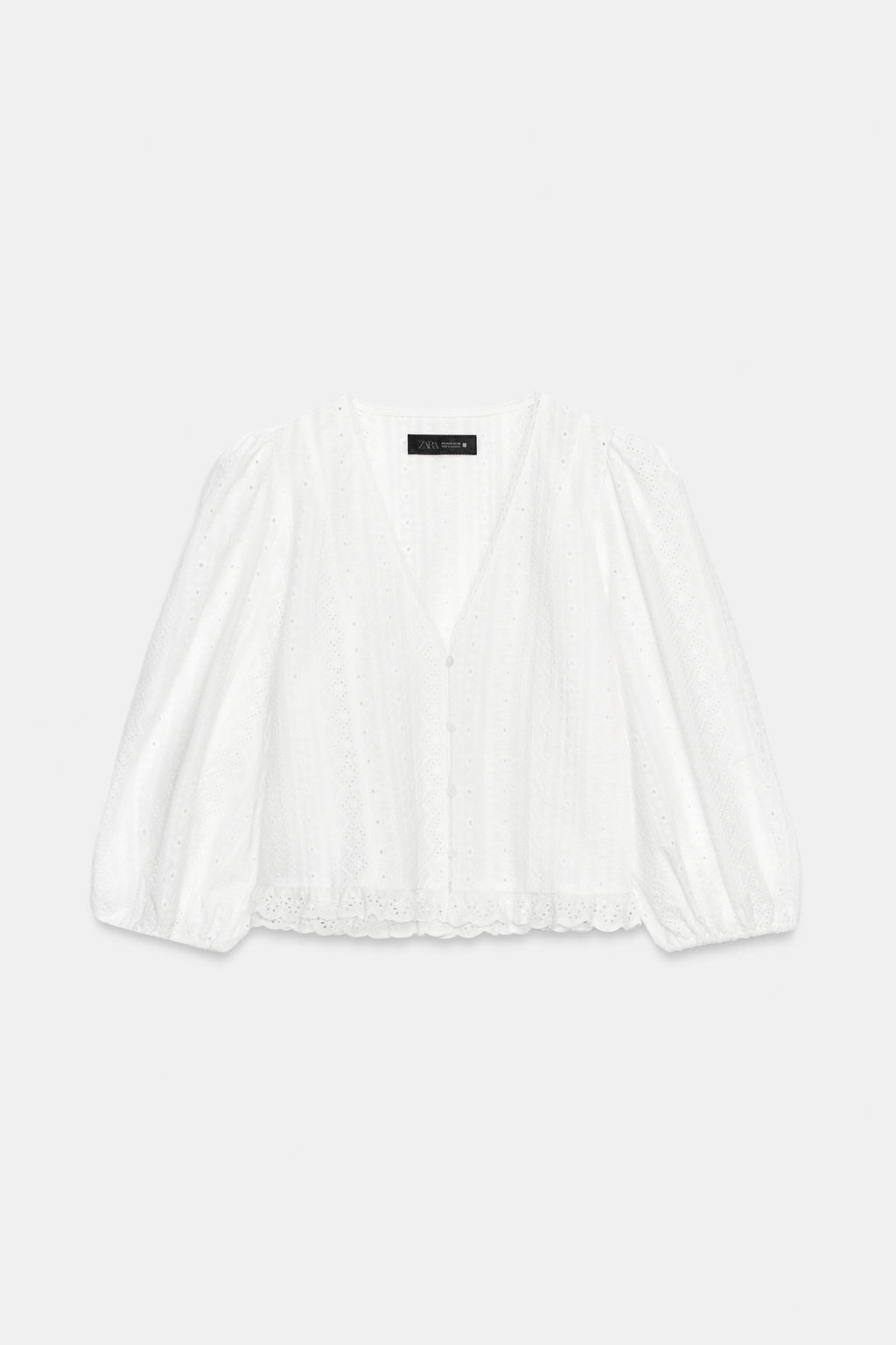 BLUSA BORDADOS PERFORADOS / Blanco roto - Zara фото 3