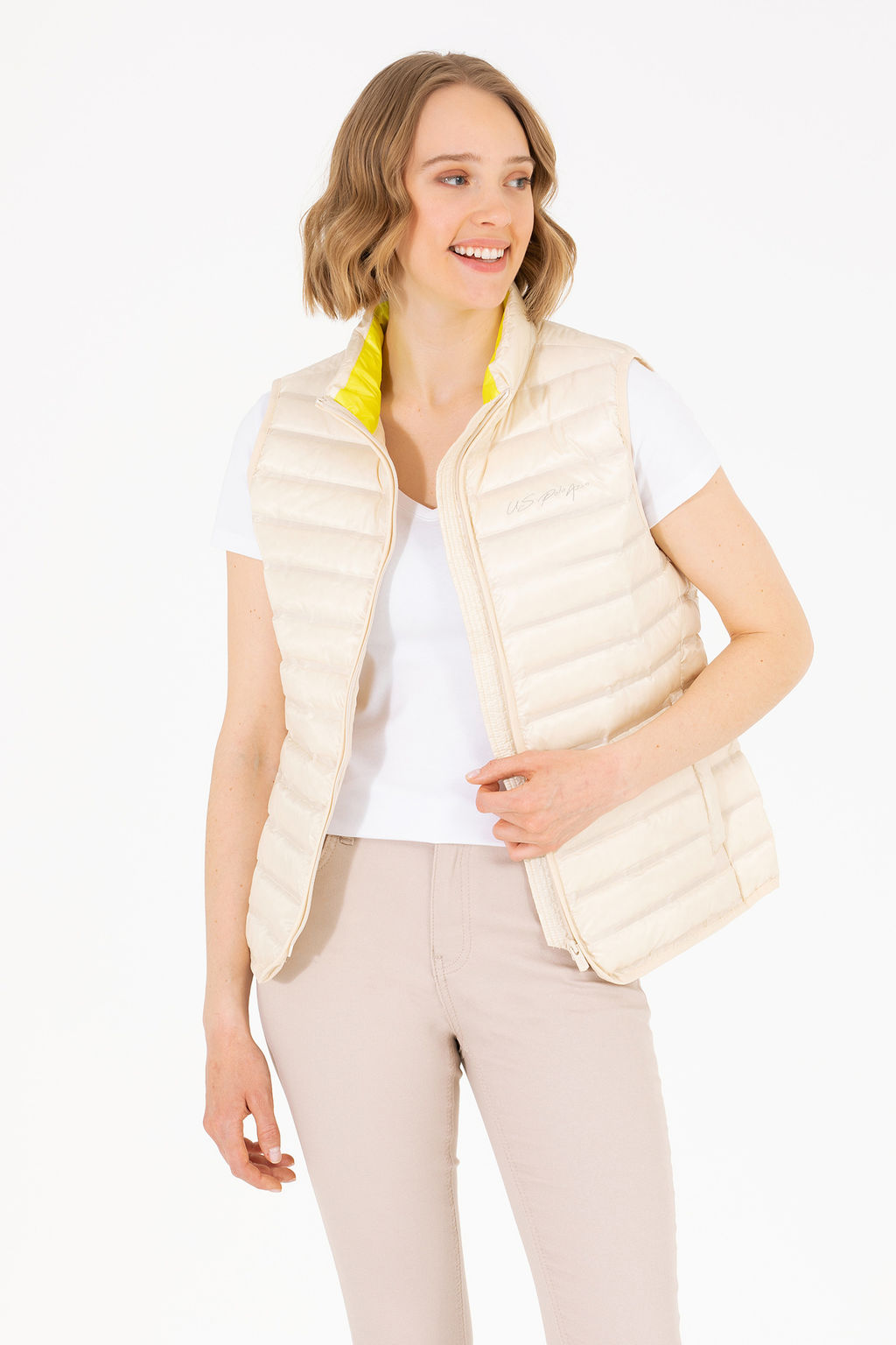 Женский бежевый плетеный жилет - U.s. polo assn фото 10