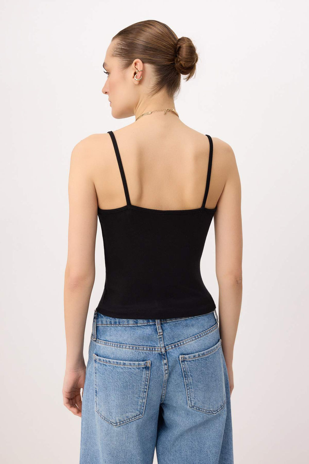 Siyah Ask_l_ F_rf_rl_ Fitted/V_cuda Oturan _rme Bluz TWOSS25BZ00601 - Trendyolmilla фото 4