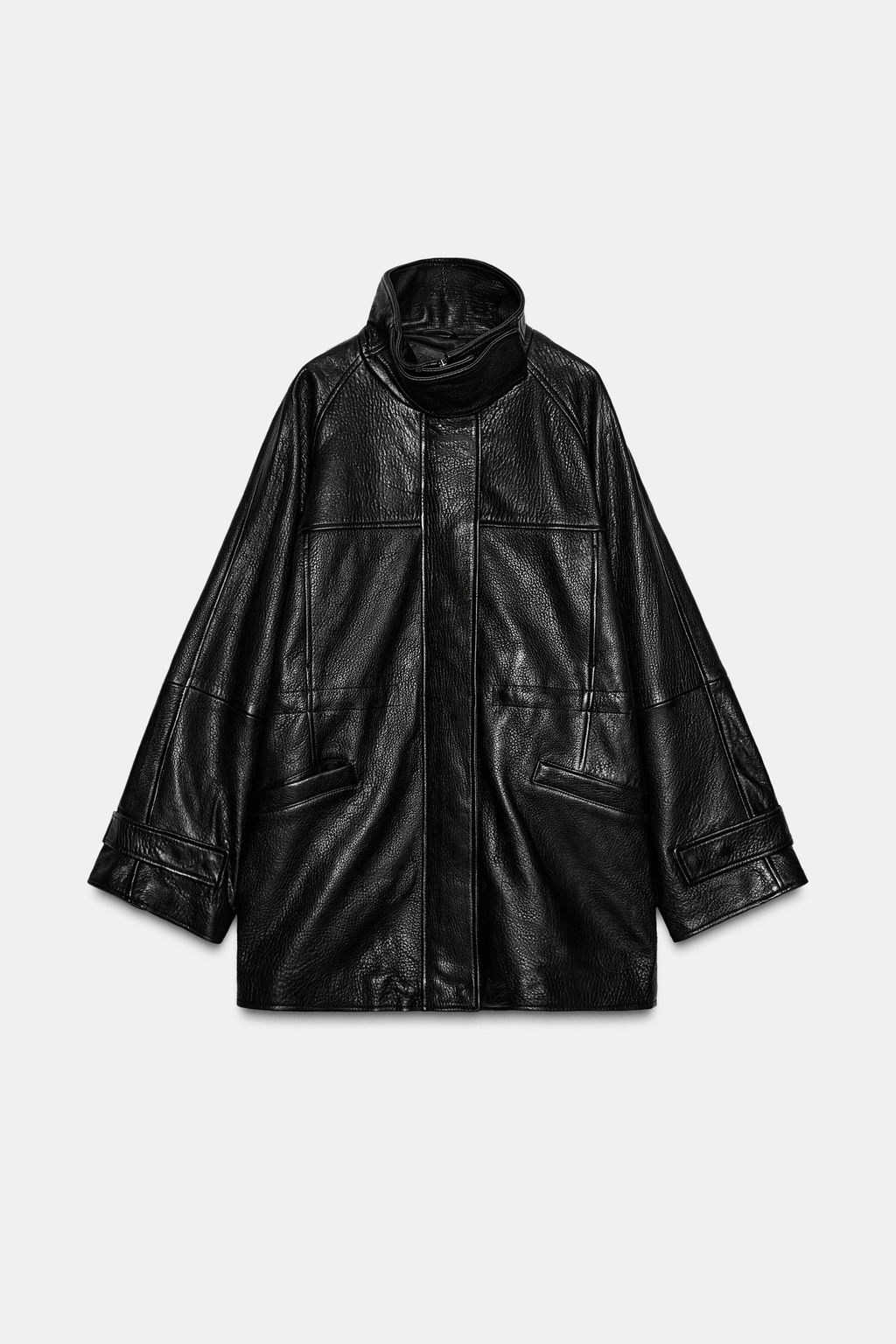 LEATHER JACKET WITH ADJUSTABLE WAIST - Zara фото 9