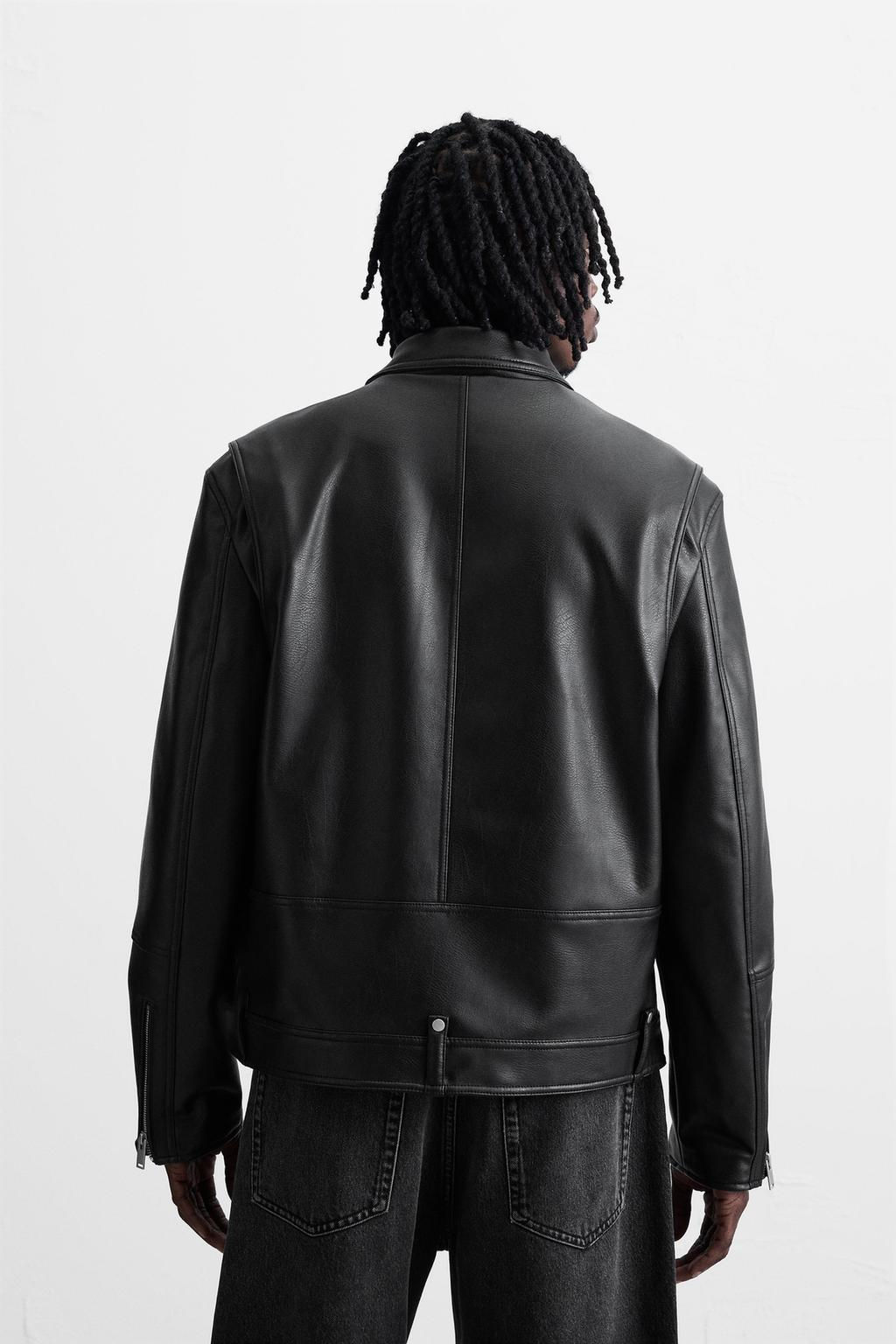 LEATHER EFFECT BIKER JACKET - Zara фото 3