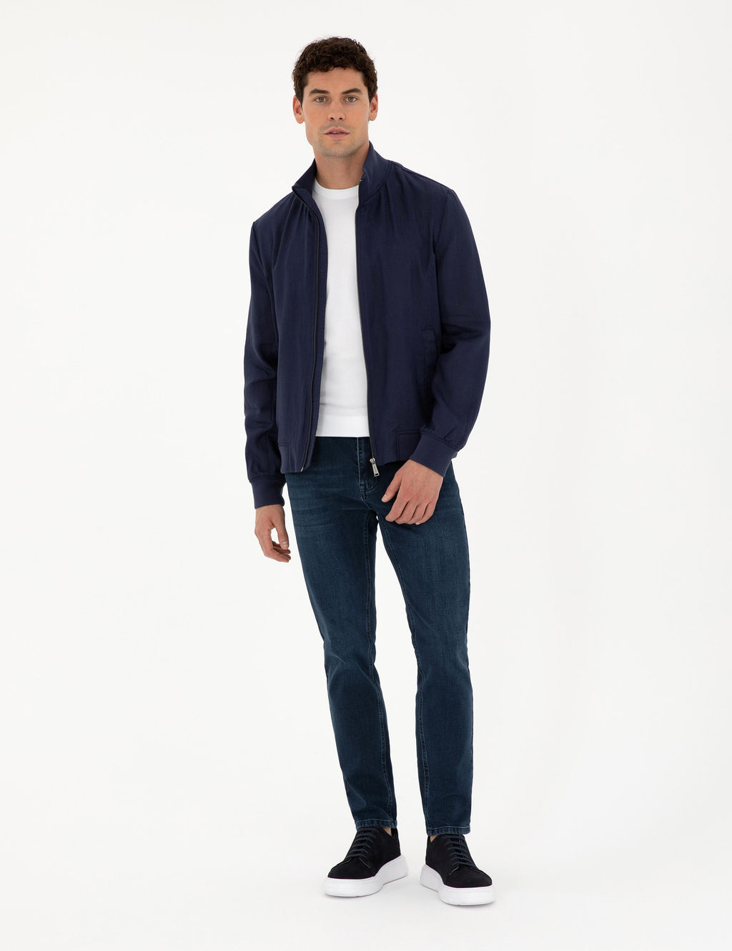 Lacivert Keten Baharl_k Mevsimlik Mont - Pierre cardin фото 4