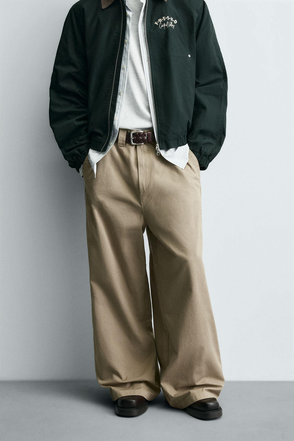 WIDE BAGGY FIT CHINO TROUSERS - Zara фото 2