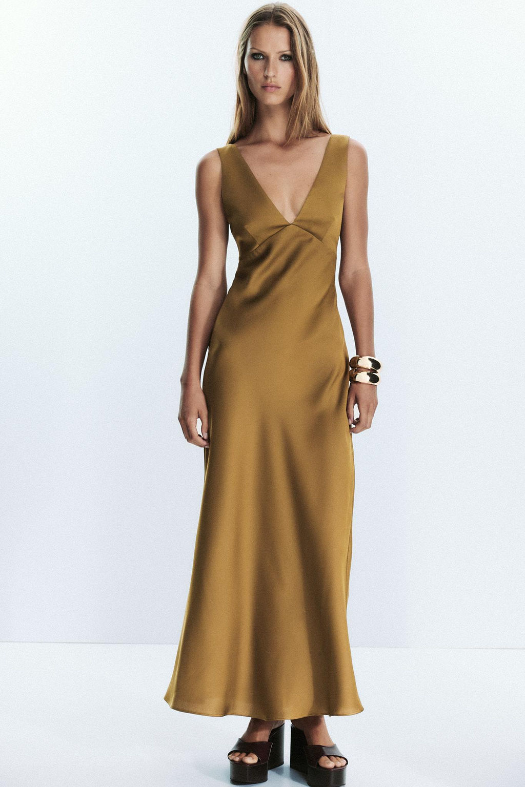 SATIN MIDI DRESS - Zara фото 8